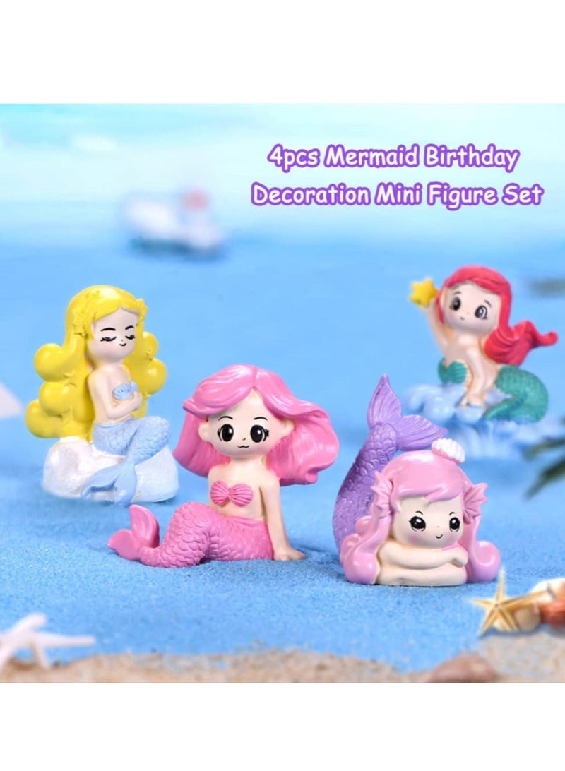 4 Pcs Little Cute Mermaid Doll, Mermaid Cake Topper, Cupcake Toppers Mermaid Ornaments for DIY Cake Decoration  - Image 2