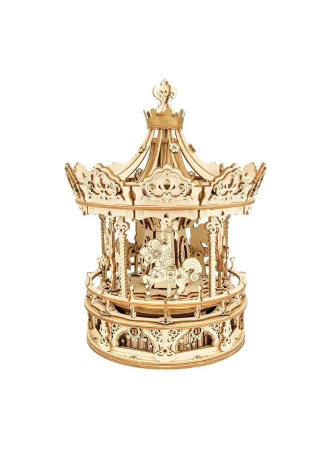 RoWood Rowood Music Box 3D Puzzles for Adults, Mechanical DIY Wooden Toys, Gifts on Birthday/Valentine's Day/Christmas - Romantic Carousel  - Image 5