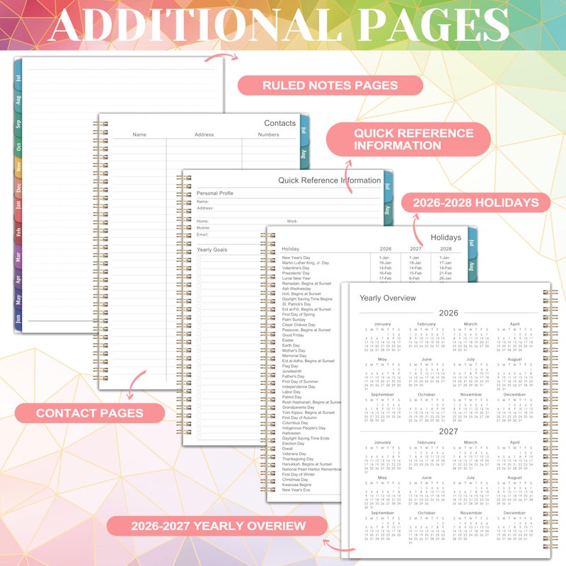 Lortarl Planner 2026-2027 - Academic Planner 2026-2027 Weekly and Monthly from July 2026 to June 2027, 9" x 11" with Inner Pocket, Colorful Coated Tabs - Image 4