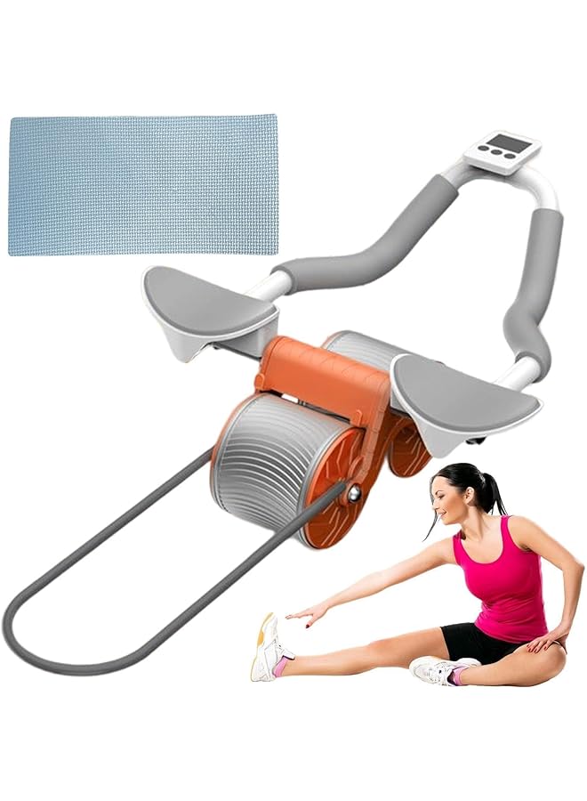 X spring Abdominal Wheel Automatic Rebound Ab Exercise Roller Wheel with Elastic Rope and Knee Pad Abdominal Exercise Roller for Home and Gym (Mat Color Random) - Image 1