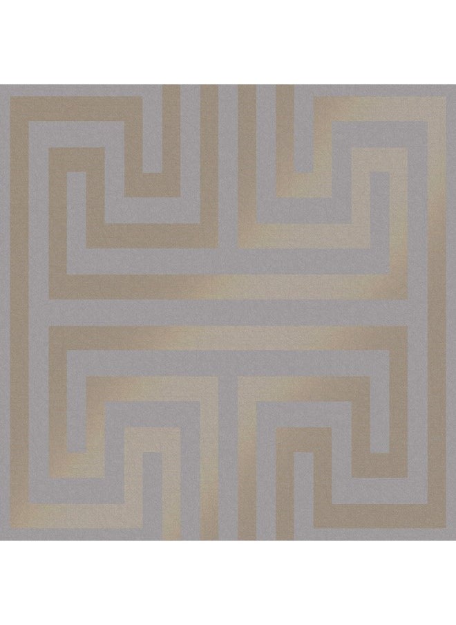 Next Metallic Greek Key Grey Removable Wallpaper  - Image 1