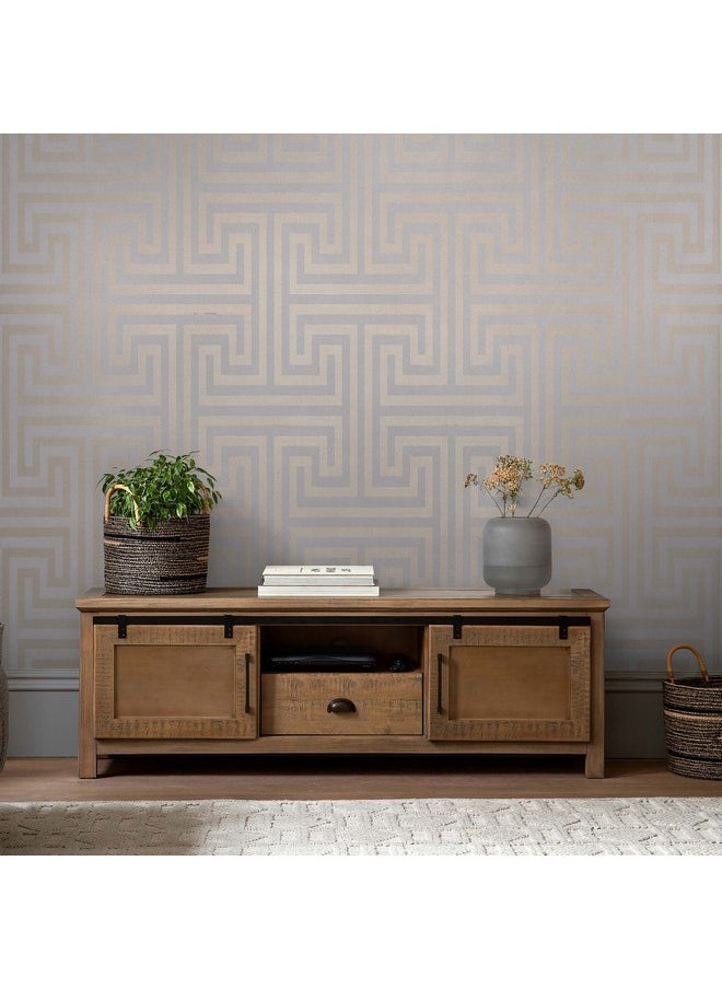 Next Metallic Greek Key Grey Removable Wallpaper  - Image 2