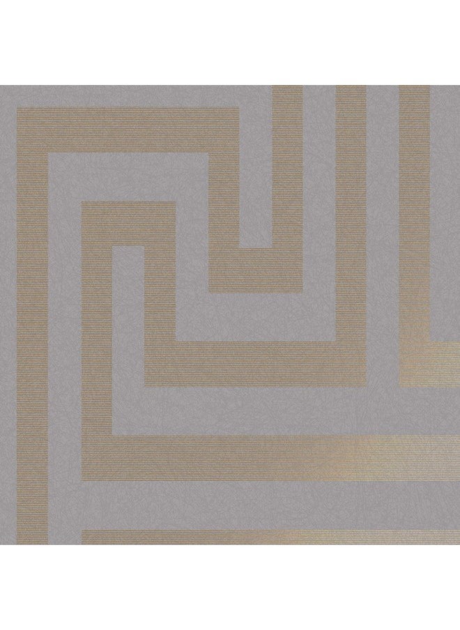 Next Metallic Greek Key Grey Removable Wallpaper  - Image 4