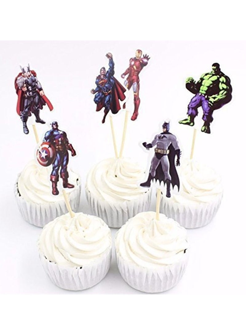 عبوة من 24 قطعة علوية للكب كيك من أفنجرز والأبطال الخارقين ، لوازم تزيين حفلات أعياد الميلاد للأطفال - Image 2