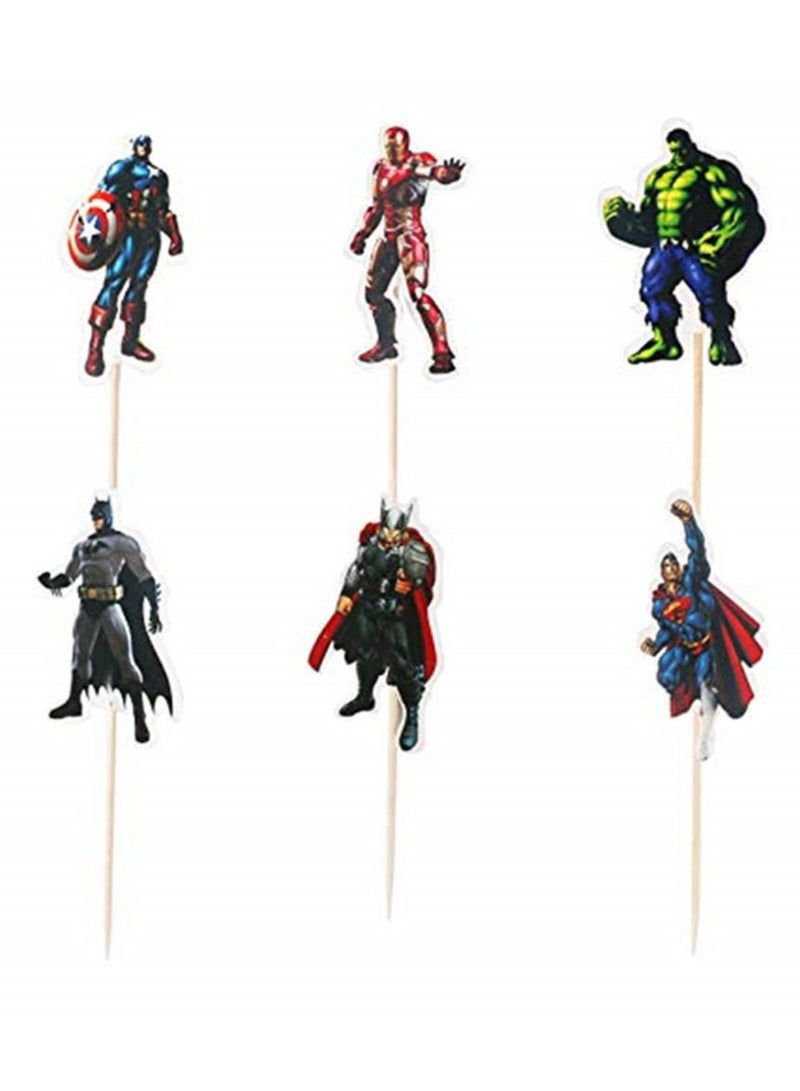 عبوة من 24 قطعة علوية للكب كيك من أفنجرز والأبطال الخارقين ، لوازم تزيين حفلات أعياد الميلاد للأطفال - Image 5