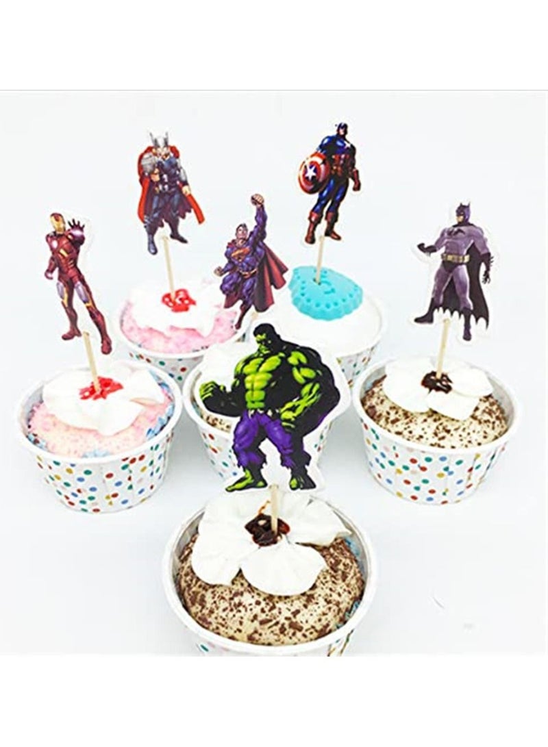 عبوة من 24 قطعة علوية للكب كيك من أفنجرز والأبطال الخارقين ، لوازم تزيين حفلات أعياد الميلاد للأطفال - Image 3