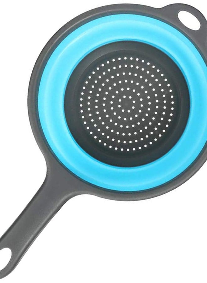 ddLUCK Kitchen Foldable Silicone Strainer Colanders, Collapsible Colanders with Handles, Space-Saver Folding Strainer Colander for Draining Pasta, Vegetable (Blue) - Image 1