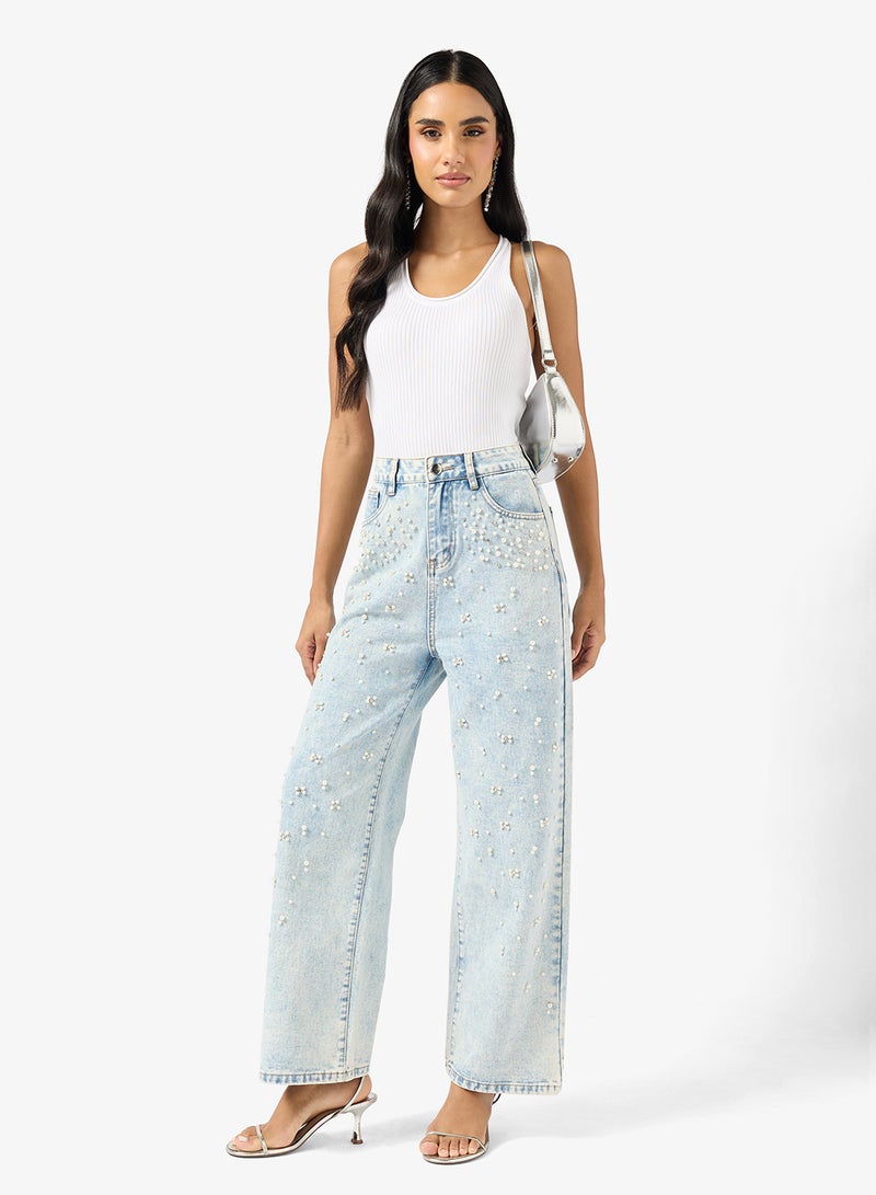 جينجر جينز بقصة مستقيمة مزين بالكريستال - Image 2