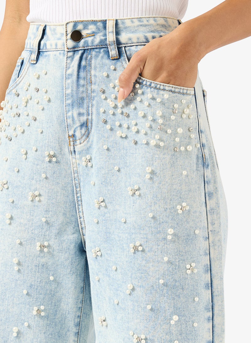 جينجر جينز بقصة مستقيمة مزين بالكريستال - Image 4