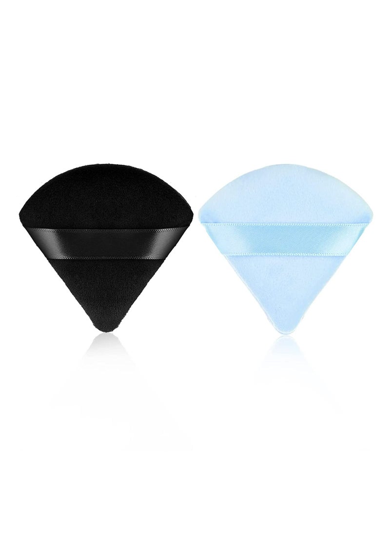 ORiTi 2 PCS Triangle Powder Puffs Face Cosmetic Powder Puff Washable Reusable Soft Plush Powder Makeup Sponge  - Image 1