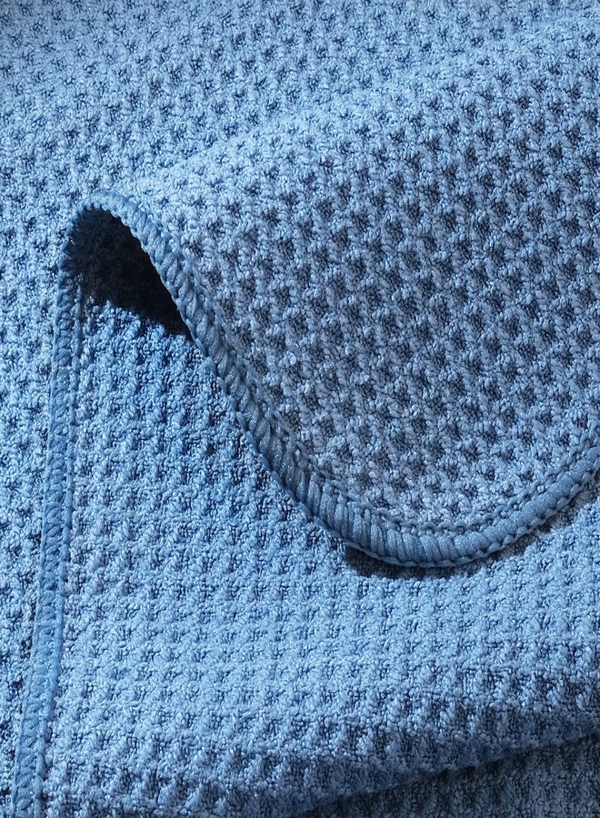 Polyte منشفة مطبخ بوليت ميكروفايبر فاخرة بتصميم الوافل 12 حزمة (12x12 بوصة، أزرق داكن، رمادي، أبيض فاتح) - Image 5