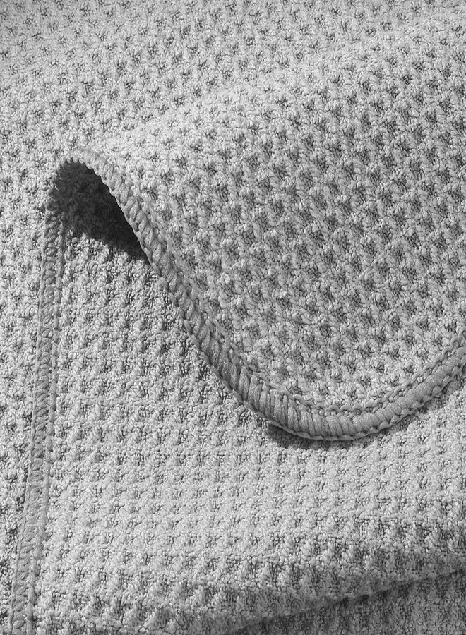 Polyte منشفة مطبخ بوليت ميكروفايبر فاخرة بتصميم الوافل 12 حزمة (12x12 بوصة، أزرق داكن، رمادي، أبيض فاتح) - Image 4