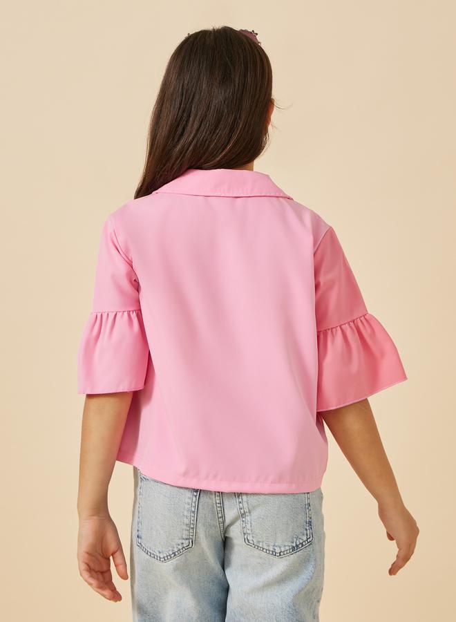 Styli Color Block Ruffled Sleeve Collared Shirt  - Image 4