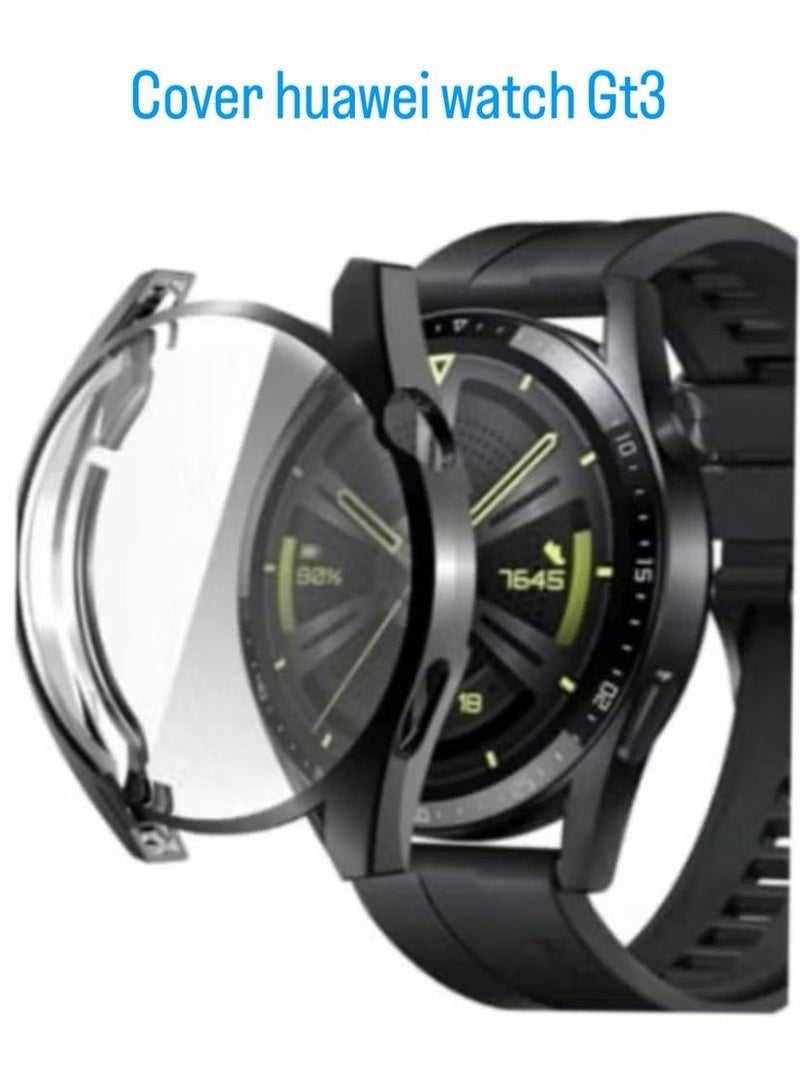 Protective Case Compatible with Huawei Watch GT3 46mm with Full Screen Protection, Shockproof TPU, Soft Slim Absorbent Design - Black  - Image 1