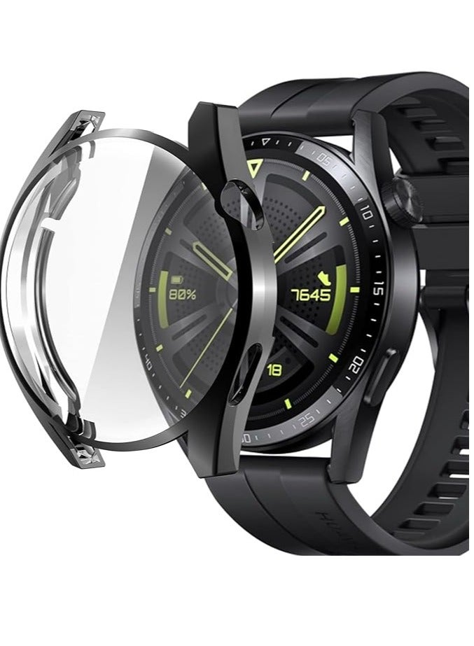 Protective Case Compatible with Huawei Watch GT3 46mm with Full Screen Protection, Shockproof TPU, Soft Slim Absorbent Design - Black  - Image 2