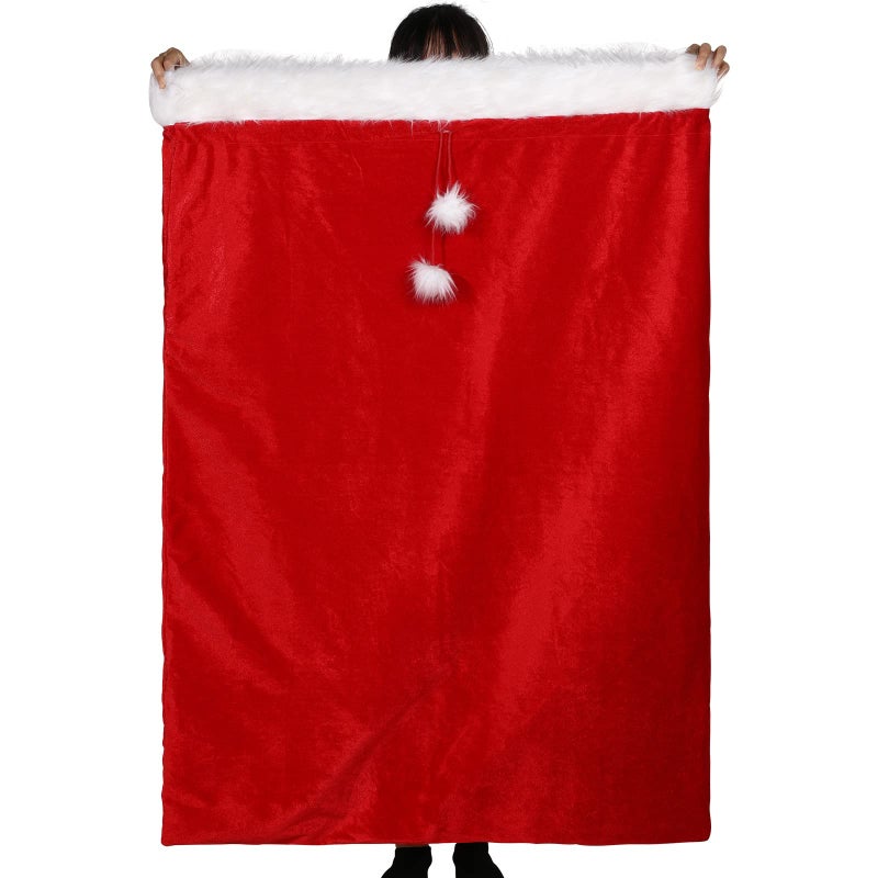 Treela 56 x 36 Inch Extra Large Christmas Velvet Santa Bag Jumbo Red Santa Gift Sack with Cord Drawstring Giant Christmas Claus Gift Bag Large Wrap Sack for Xmas Present Party Supply Holiday Wrapping - Image 2
