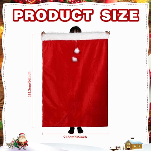 Treela 56 x 36 Inch Extra Large Christmas Velvet Santa Bag Jumbo Red Santa Gift Sack with Cord Drawstring Giant Christmas Claus Gift Bag Large Wrap Sack for Xmas Present Party Supply Holiday Wrapping - Image 3