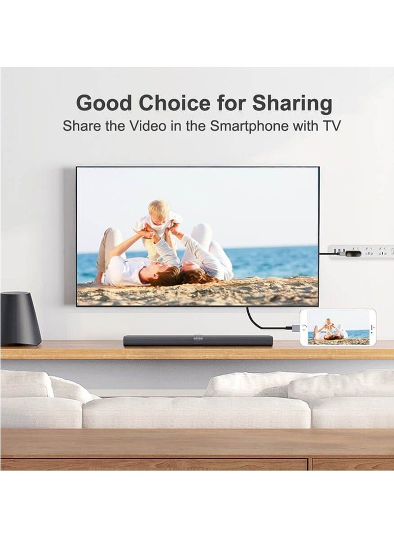 أونتن محول USB إلى HDMI لكابل Lightning إلى HDMI من iPhone إلى التلفزيون، متوافق مع كابل iPhone وiPad إلى HDMI، كابل محول AV رقمي عالي الدقة 1080 بكسل بطول 6 أقدام من iPhone/iPad إلى شاشة العرض التلفزيونية - Image 3