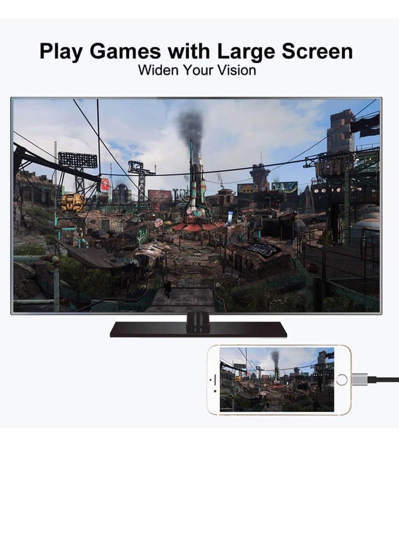 أونتن محول USB إلى HDMI لكابل Lightning إلى HDMI من iPhone إلى التلفزيون، متوافق مع كابل iPhone وiPad إلى HDMI، كابل محول AV رقمي عالي الدقة 1080 بكسل بطول 6 أقدام من iPhone/iPad إلى شاشة العرض التلفزيونية - Image 4