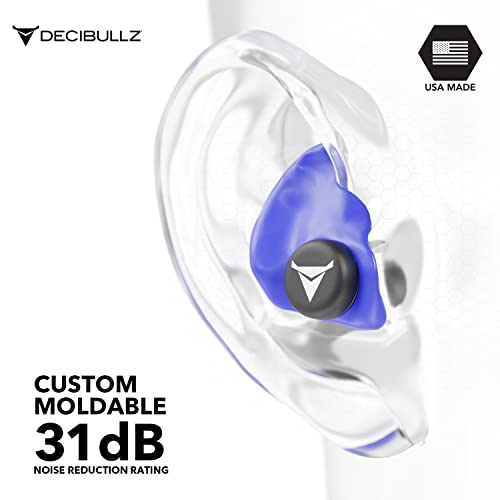 Decibullz - Custom Molded Earplugs, 31dB Highest NRR, Comfortable Hearing Protection for Shooting, Travel, Swimming, Work and Concerts (Blue) - Image 4