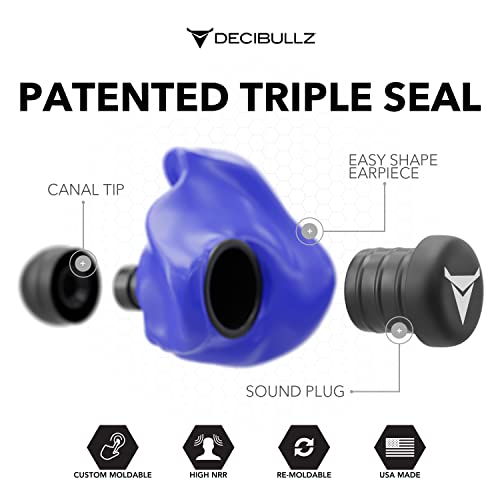 Decibullz - Custom Molded Earplugs, 31dB Highest NRR, Comfortable Hearing Protection for Shooting, Travel, Swimming, Work and Concerts (Blue) - Image 3