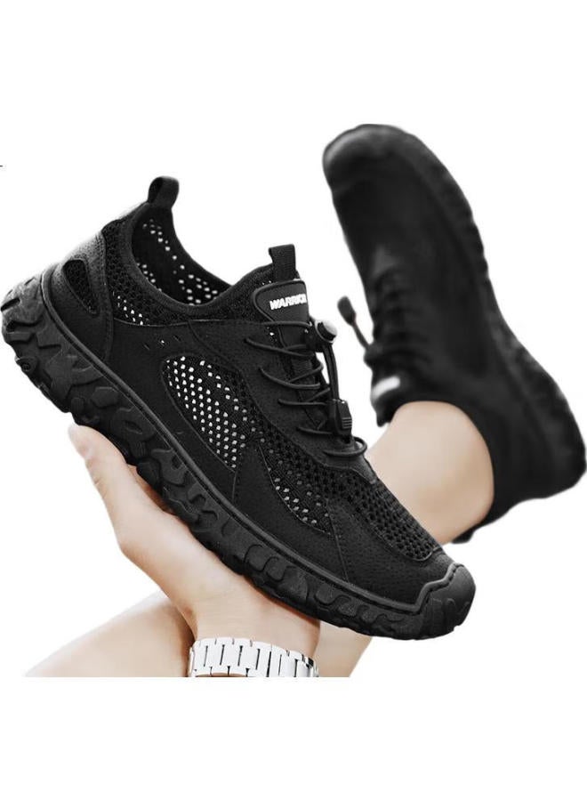 Pull Back Warrior Sandals For Men, Breathable Hole Shoes, Men'S Beach Shoes, Closed-Toe Slippers, 2929C Black, Size 42 - Image 3