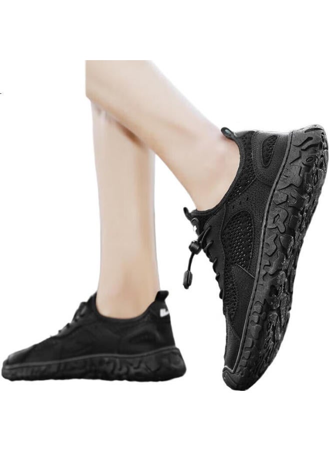 Pull Back Warrior Sandals For Men, Breathable Hole Shoes, Men'S Beach Shoes, Closed-Toe Slippers, 2929C Black, Size 42 - Image 1