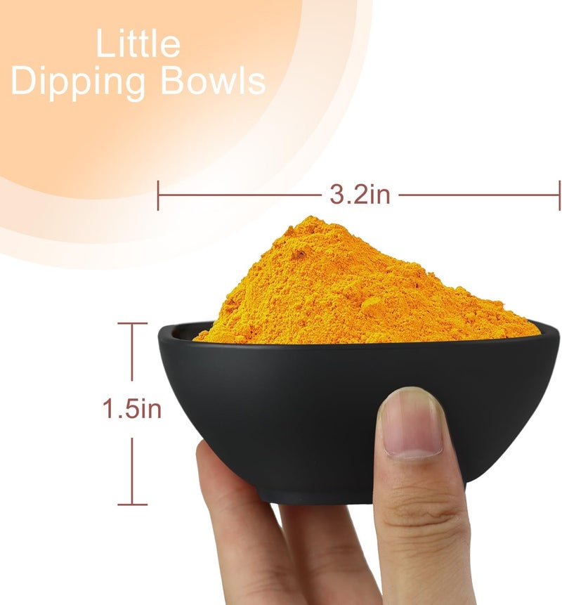 Wrova 6 pack wheat straw dipping bowls 5oz,alternative plastic soy sauce dishes,unbreakable small dessert bowls microwave and dishwasher safe for snack,sushi,condiment (Black Series) - Image 2