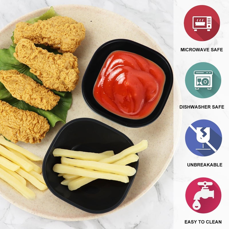 Wrova 6 pack wheat straw dipping bowls 5oz,alternative plastic soy sauce dishes,unbreakable small dessert bowls microwave and dishwasher safe for snack,sushi,condiment (Black Series) - Image 3