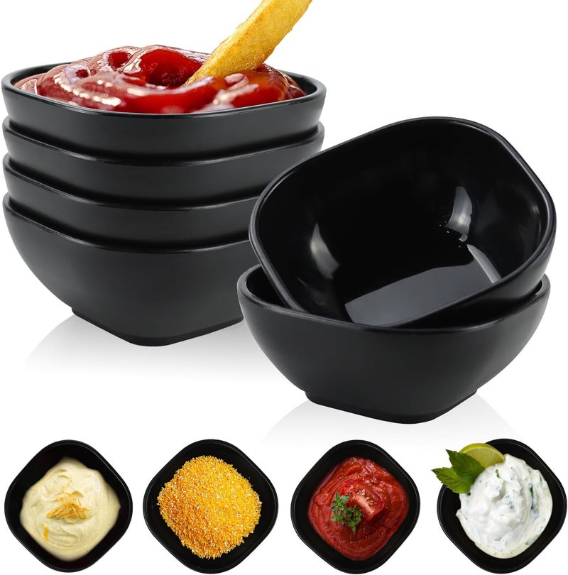 Wrova 6 pack wheat straw dipping bowls 5oz,alternative plastic soy sauce dishes,unbreakable small dessert bowls microwave and dishwasher safe for snack,sushi,condiment (Black Series) - Image 1