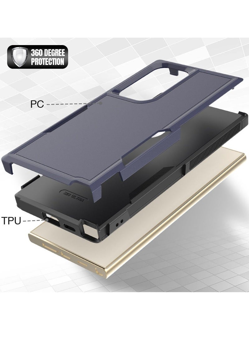 Mmmon حافظة متوافقة مع سامسونج جالاكسي S24 ألترا طبقة مزدوجة واقية غلاف هاتف خلوي ثقيل الحماية مضاد للصدمات متين حماية عسكرية حافة قوية لسامسونج جالاكسي S24 ألترا (أزرق) - Image 5