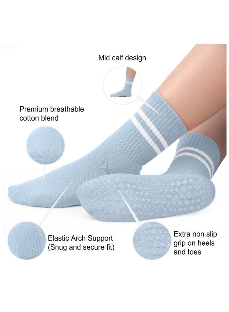 JIMATOR Pilates Socks with Grips for Women, Non-slip Yoga Athletic Socks for Barefoot Workout Hospital (Multicolour) - Image 3