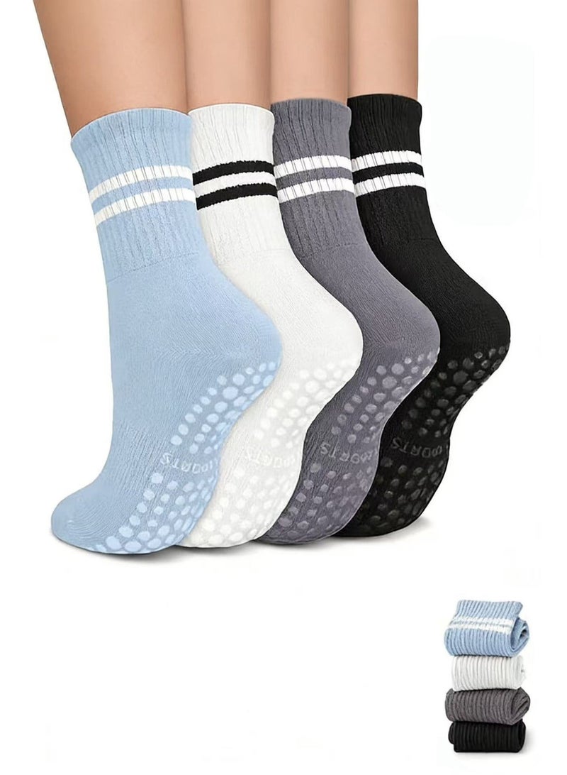 JIMATOR Pilates Socks with Grips for Women, Non-slip Yoga Athletic Socks for Barefoot Workout Hospital (Multicolour) - Image 1