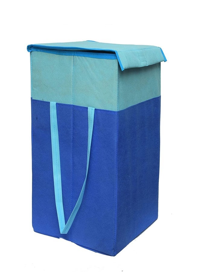 ABBASI Large Laundry Bag 75L Durable and Collapsible Foldable Laundry Basket with Lid Storage Bag with Side Handles for Clothes & Toys Bedroom Kids Room & Bathroom (Pack of 1, Sky Blue & Blue) - Image 1