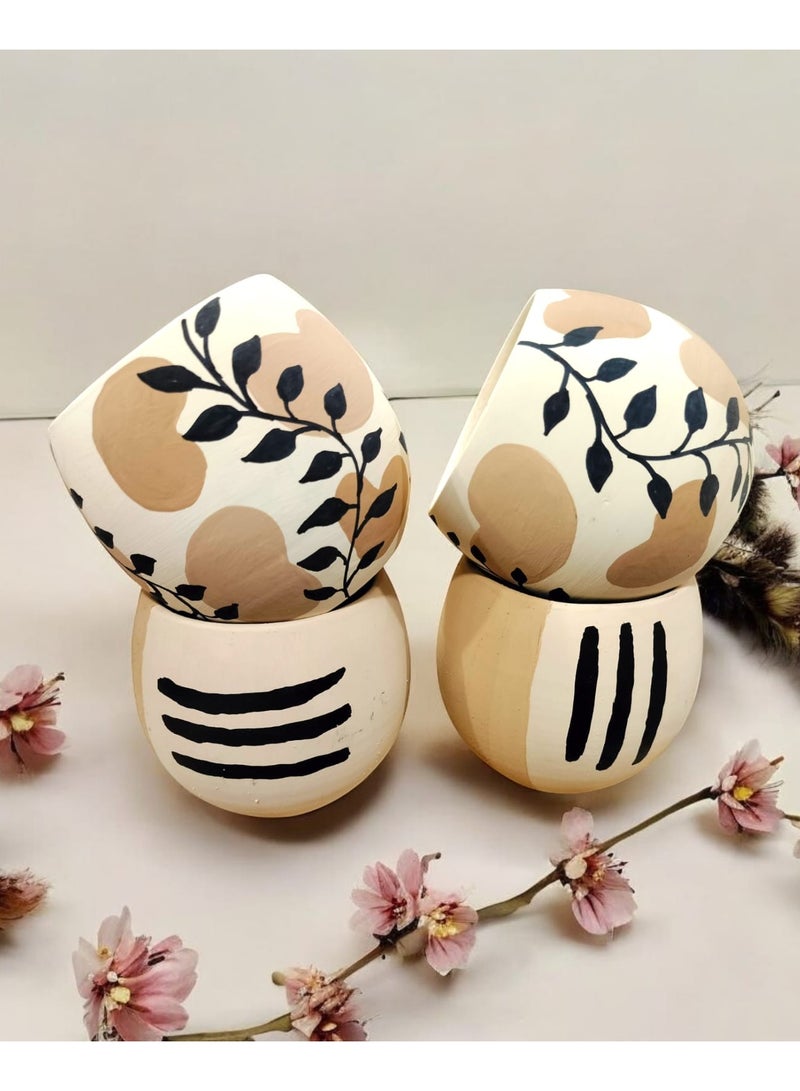 كلور زون بوتري 4 أواني زراعة فخارية - ديكور المكتب وإكسسوارات المطبخ وديكور المنزل. - Image 1