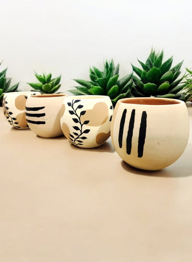 كلور زون بوتري 4 أواني زراعة فخارية - ديكور المكتب وإكسسوارات المطبخ وديكور المنزل. - Image 2