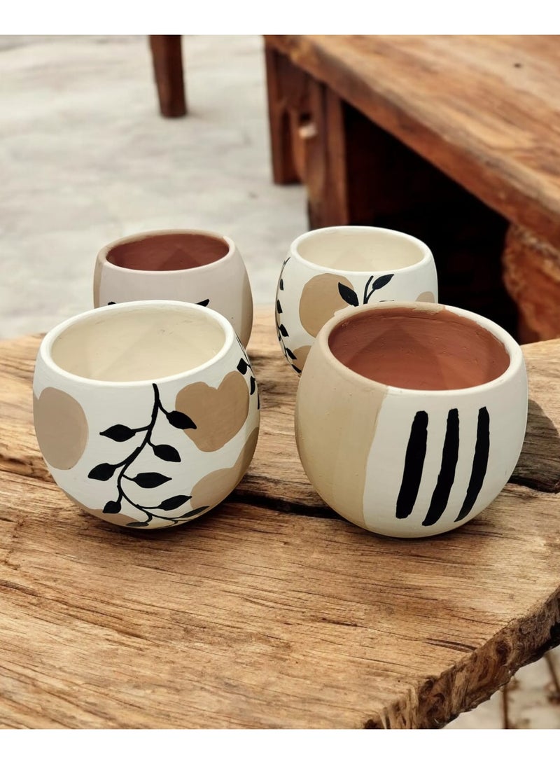 كلور زون بوتري 4 أواني زراعة فخارية - ديكور المكتب وإكسسوارات المطبخ وديكور المنزل. - Image 3