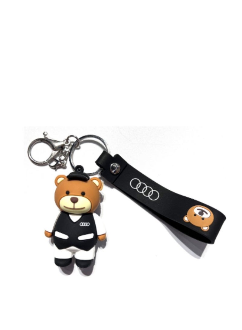 Audi Teddy Bear Keychain with Branded Black Strap
