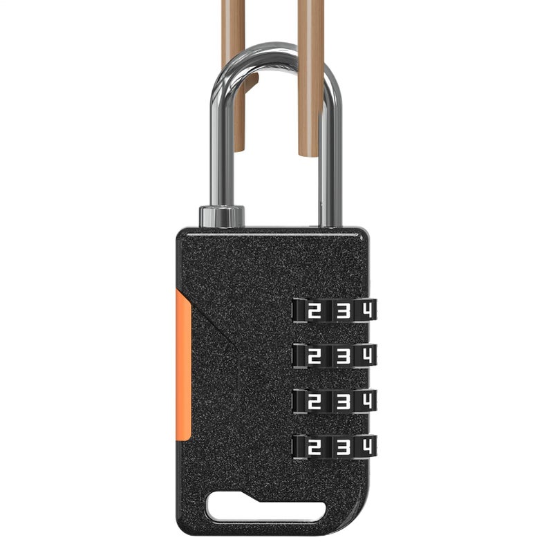 Black Combination Padlock Four Digit Code Zinc Alloy Weather Resistant for Gym Lockers Travel Bags - Image 2