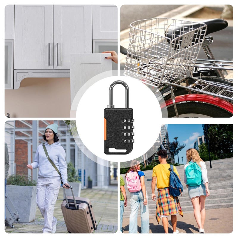 Black Combination Padlock Four Digit Code Zinc Alloy Weather Resistant for Gym Lockers Travel Bags - Image 5