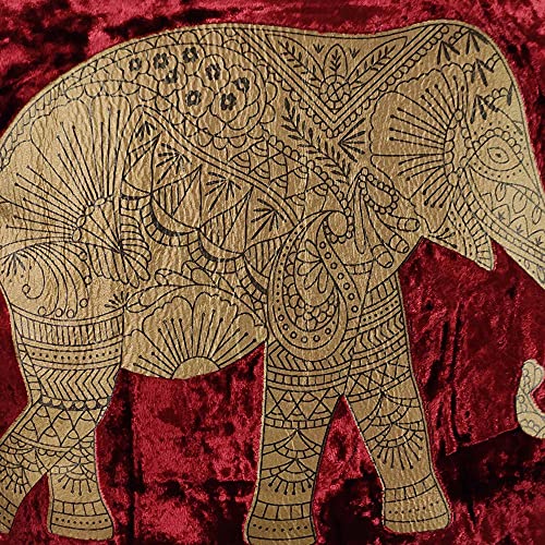 IM FAB® Elephant Velvet Cushion Cover Set of 5 Pcs(16x16 inchs or 40x40 cm)-Maroon - Image 3