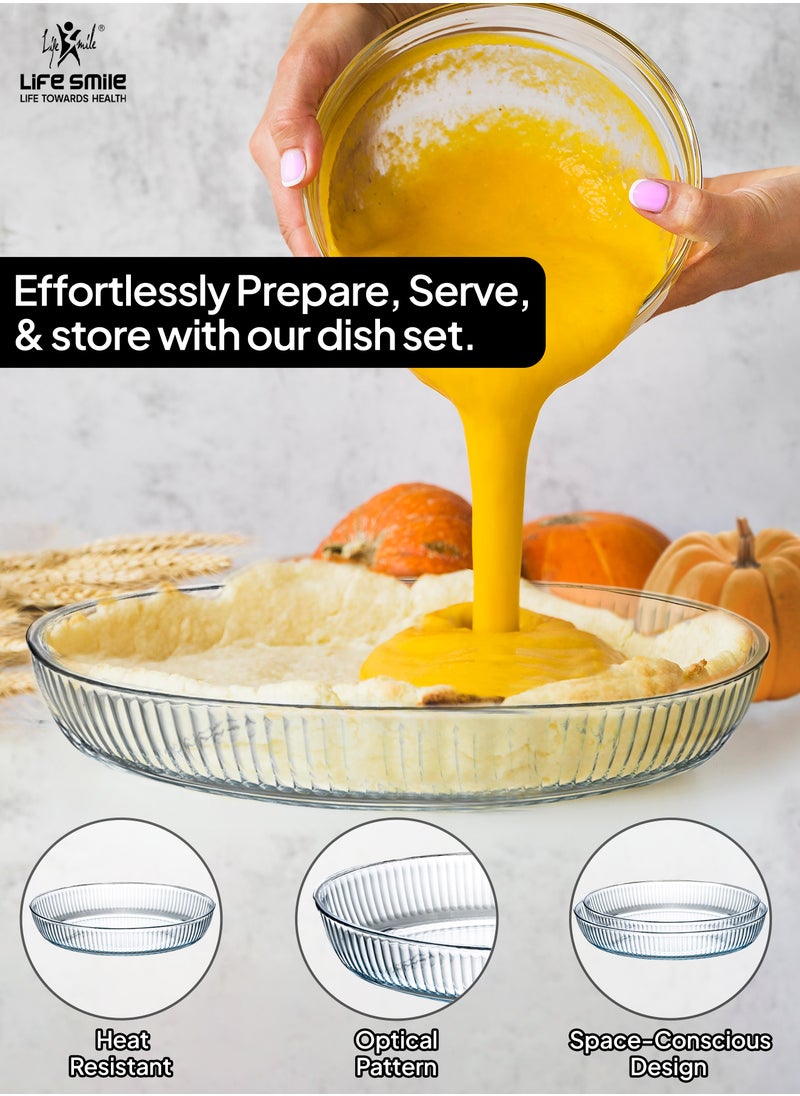 Life Smile Baking Tray Glass 7-Piece Set - Borosilicate Glass Oven Baking Dishes Set Square Shape Baking Tray , Microwave Safe Baking Pan, Glass Baking Dish,Dishwasher Safe, Fridge & Freezer Safe Baking Set  - Image 4