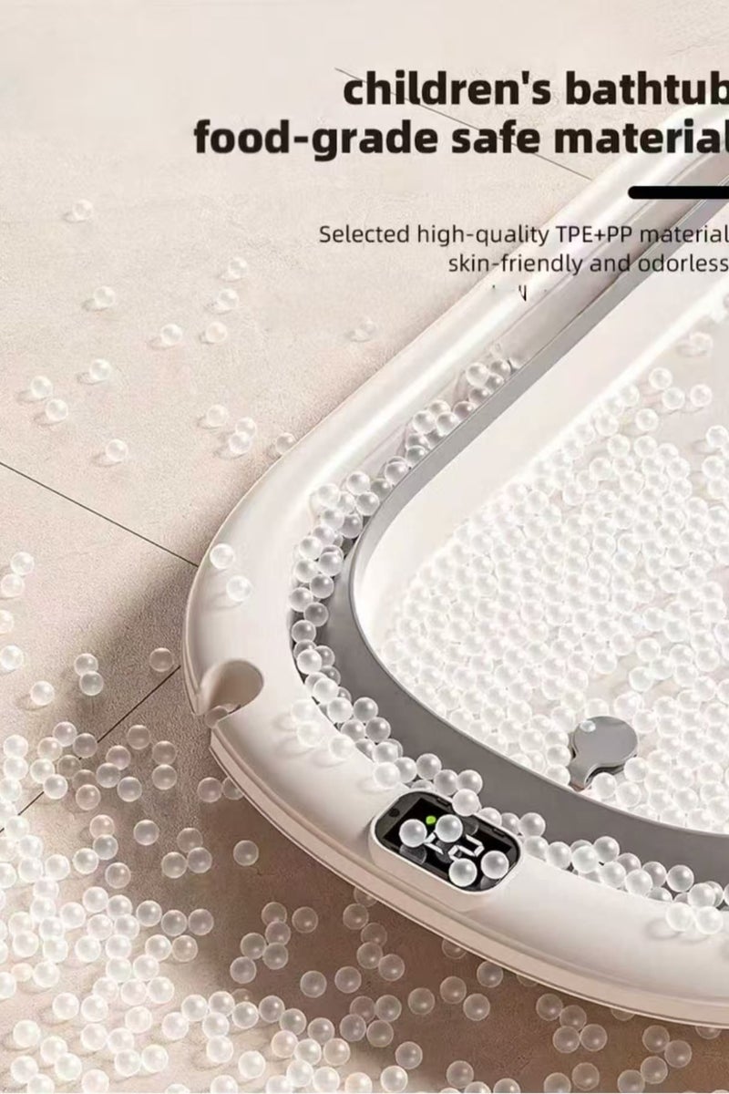 Foldable Baby Bathtub Set with Temperature Sensing Thermometer and Baby Special Bath Bed Newborn Sitting and Lying Large Safety Bathtub - Image 4