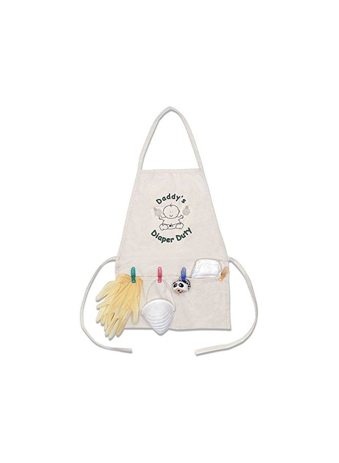 Genius Baby Toys Daddy's Diaper Duty Apron - Unique New Dad Gag Gift for Baby Shower Fun White - Image 1