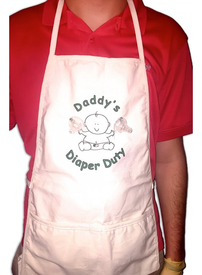Genius Baby Toys Daddy's Diaper Duty Apron - Unique New Dad Gag Gift for Baby Shower Fun White - Image 5