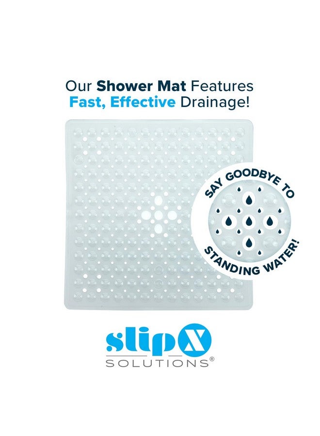 SlipX Solutions Essential Square Shower Mat, 21"x21", Grippy Textured Surface, 25% Stronger Suction Cups, Non-Slip Shower Floor Mat for Bathers of All Ages, Fits Standard Shower Stalls & Tubs, Clear - Image 5