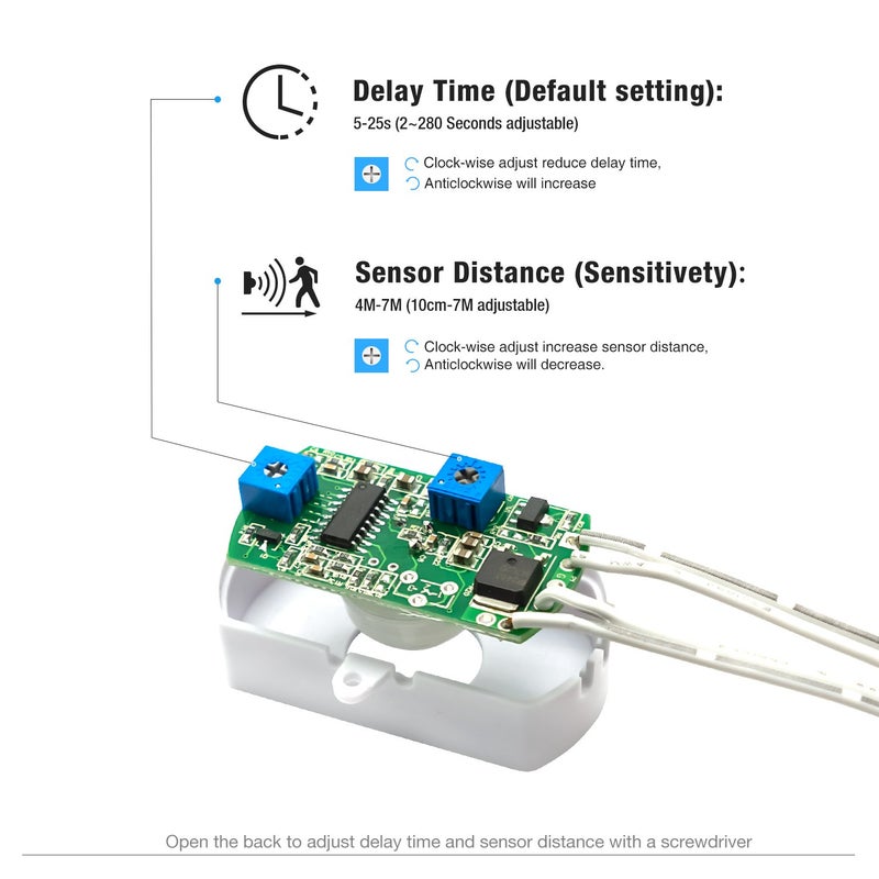Sensky BS010W DC 12v to 30v PIR Motion Activated Sensor Switch DIY LED Lighting (Delay Time, Sensor Distance Adjustable) - Image 3