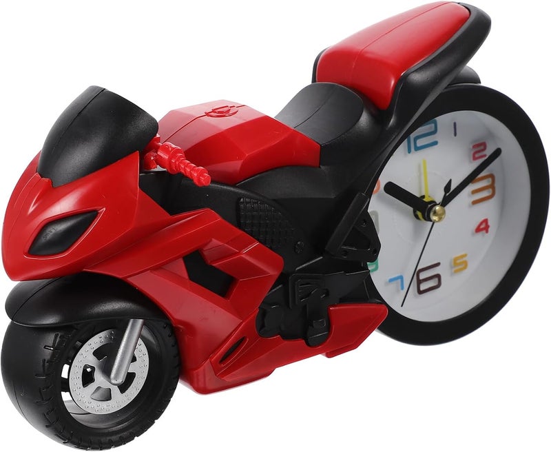 STAHAD Motorcycle Shape Clock Figurine Red Motorbike Model Ornament Decorative Desk Clock Gift for Birthday Home Office Shelf Decor - Image 1