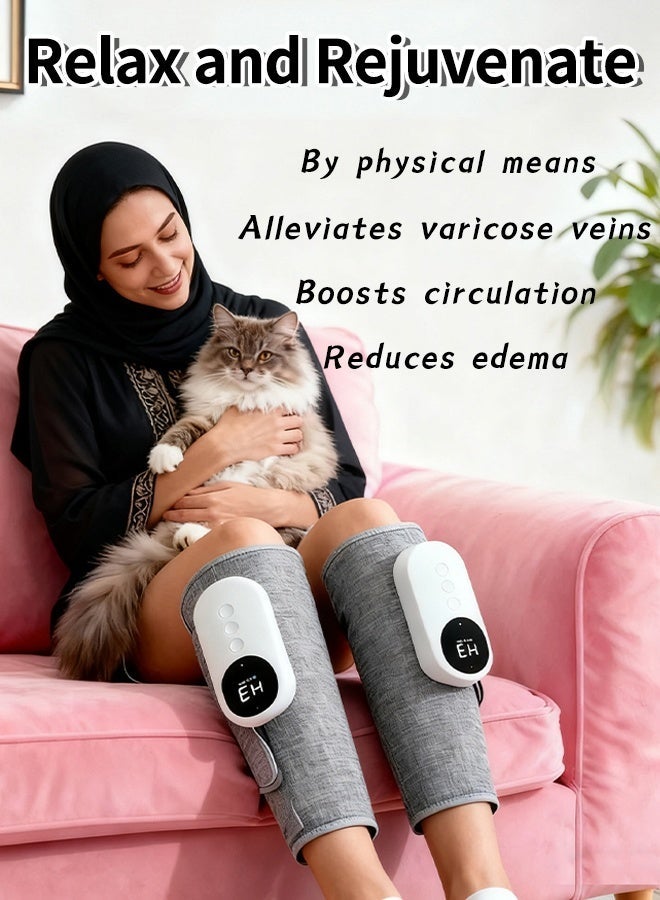 منجمد الساق بالضغط الهوائي البدون سلك - 4 أوضاع، 3 مستويات من الشدة، 3 مستويات من التسخين | التحكيم الشكل، الاسترخاء العضلي، تعزيز الدورة الدموية وعلاج فيزيائي لأوردة الورم - Image 1
