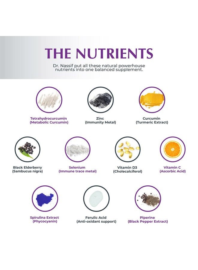 nassif md NassifMD Immunity Booster- Anti Aging Pills | Anti- Inflammatory & Antioxidants Supplement | Skin Vitamins with Turmeric Curcumin & Zinc to Reduce Inflammation and Promote Collagen Production - Image 3